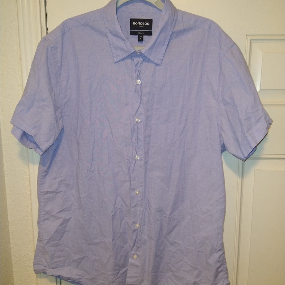 Bonobos Stretch Standard Fit Short Sleeve Button Up Shirt Men's sz XL Long.